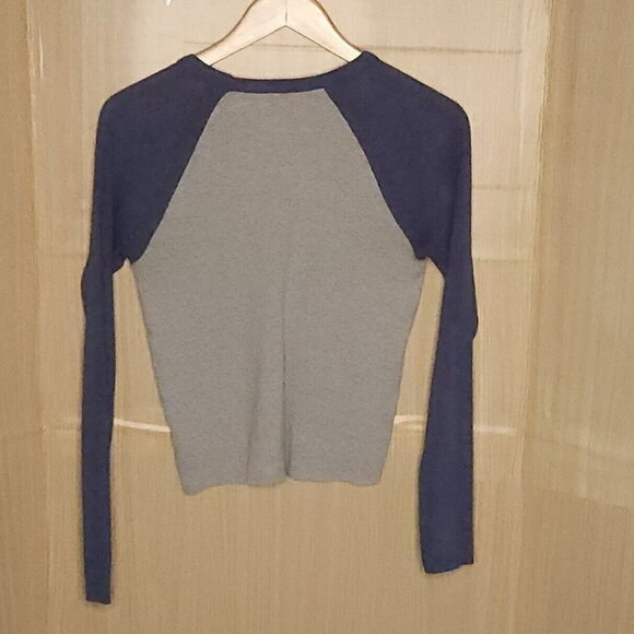 The Rolling Stones Grey Blue Cropped Thermal Top Small - Picture 2 of 4